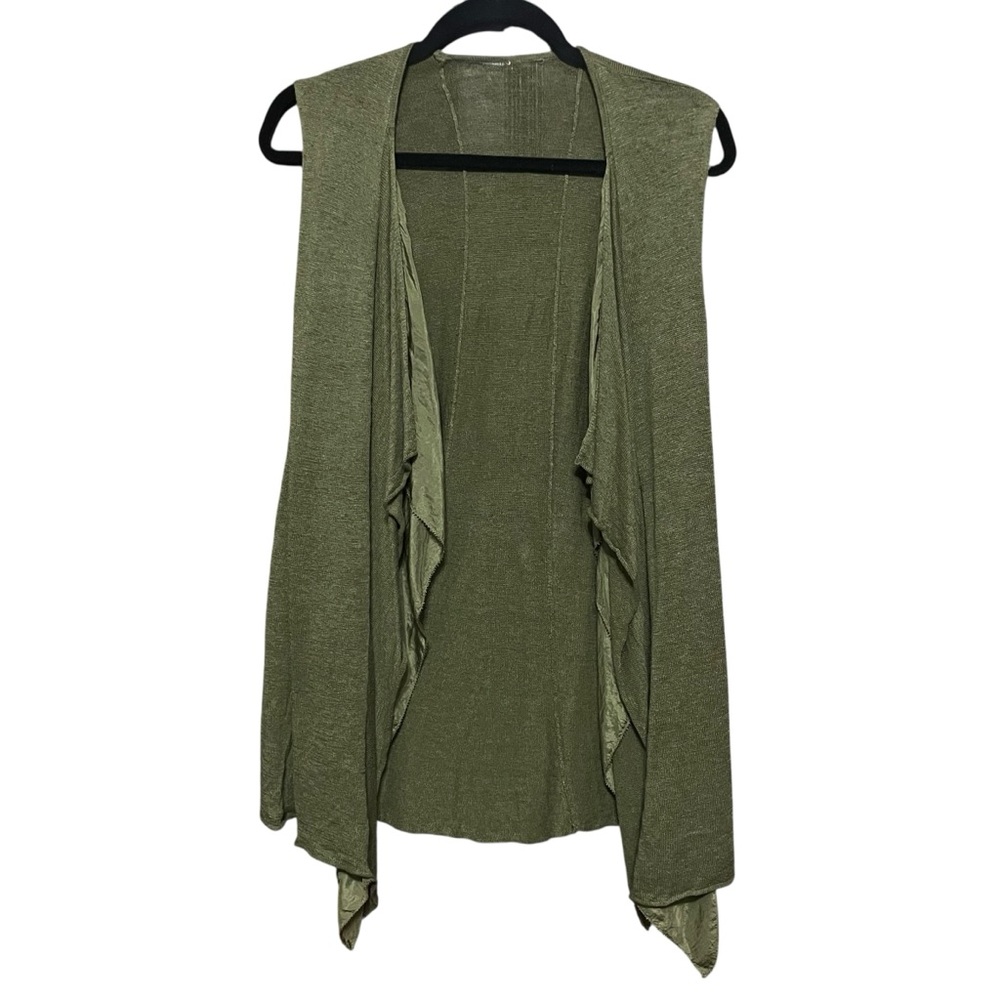 Eileen Fisher Draped‎ Open Sleeveless Cardigan Vest Linen Silk Knit Size S/M